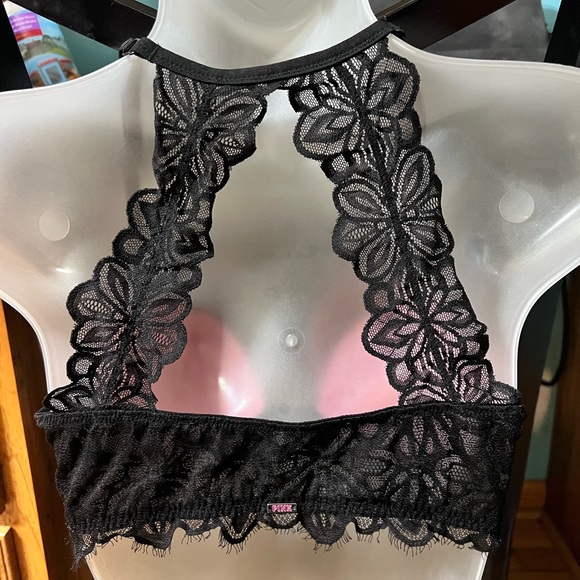 Victoria’s Secret PINK Lace Front Close Push Up Bra 34C Black Like New - Picture 5 of 10